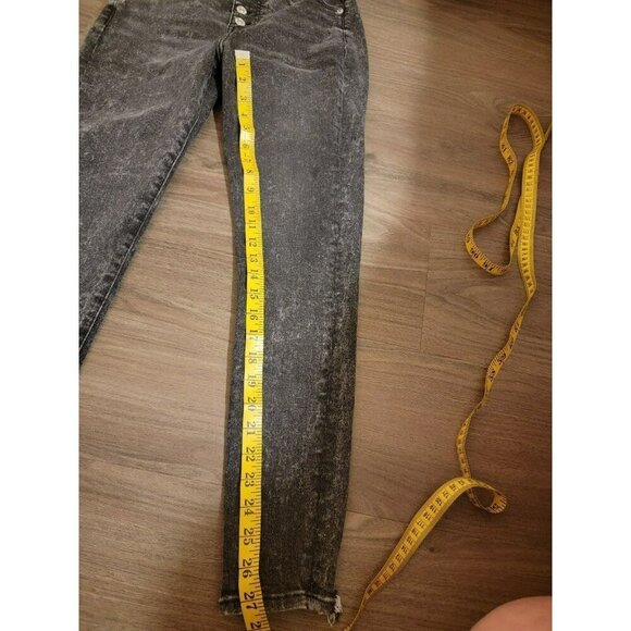 Express 8R Buttonfly Skinny High Rise Blackwash Jeans 28x28 Y2K Punk Grunge Rock - Picture 7 of 7